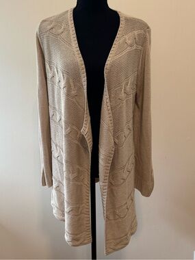 INC Beige Cable Open-Front Cardigan